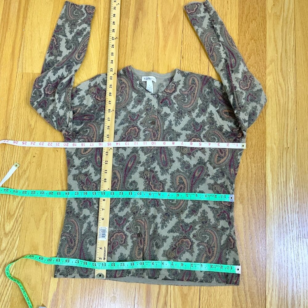 Susan Bristol Sweater Cardigan Lambswool Angora Paisley (L) - Picture 7 of 7